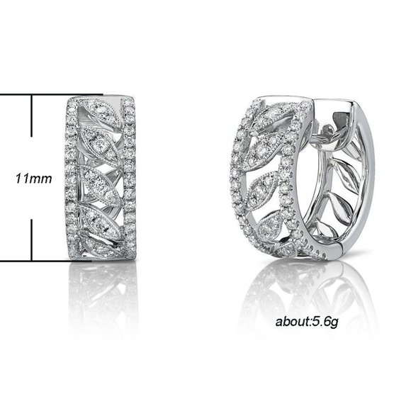 "High Quality Luxury 925 Silver Plated White Hoop Earrings, FB16FA1144 - Picture 10 of 10